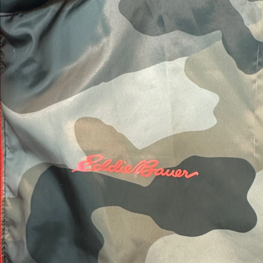 Eddie Bauer Kids reversible Camo Puffer Jacket with orange Trim